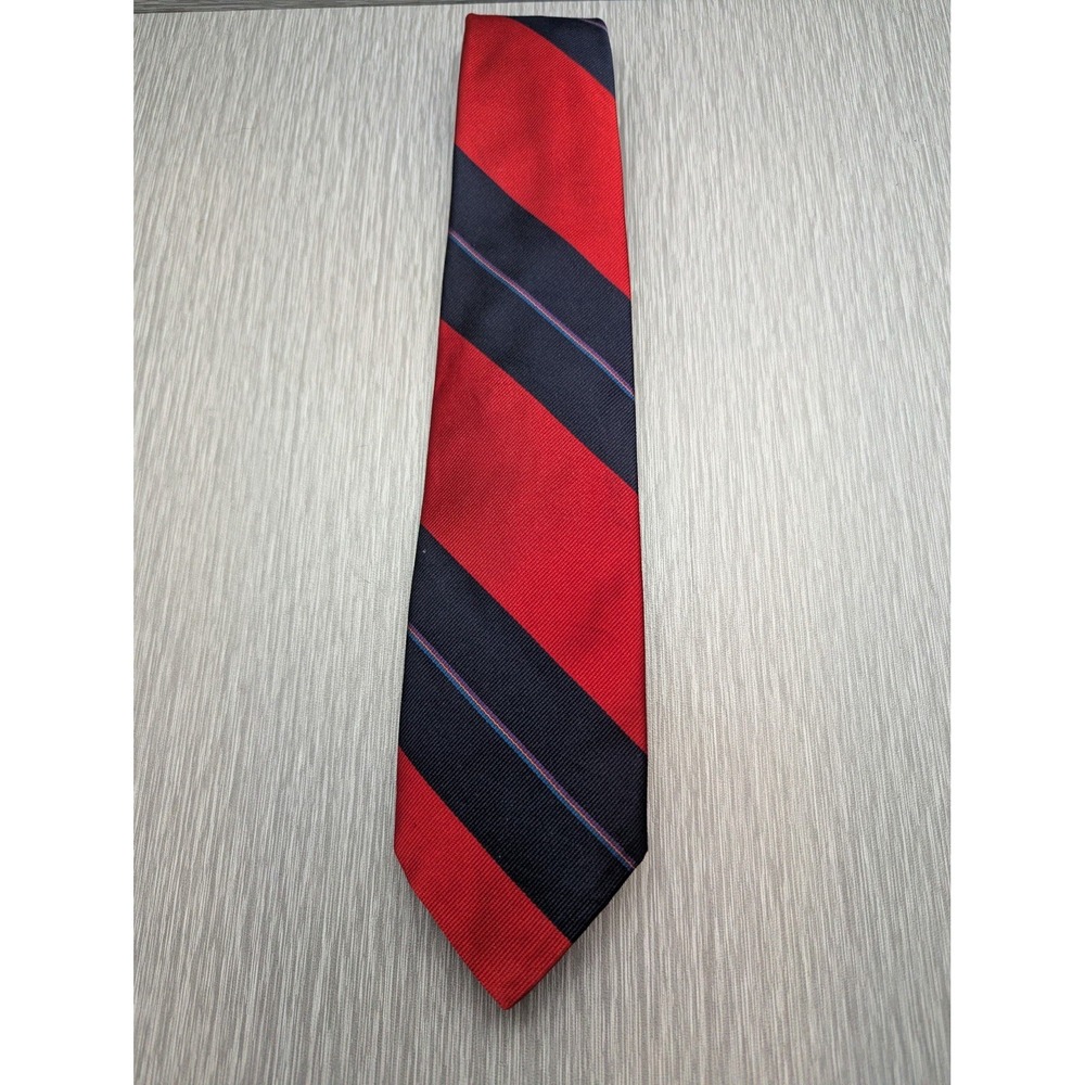 Robert Talbott for Littler Seattle Silk Tie Red Navy Repp Stripe Made USA